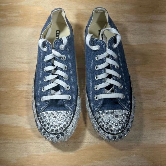 Converse Bedazzled Denim Canvas Sneakers Women’s Size 8 - Picture 2 of 9